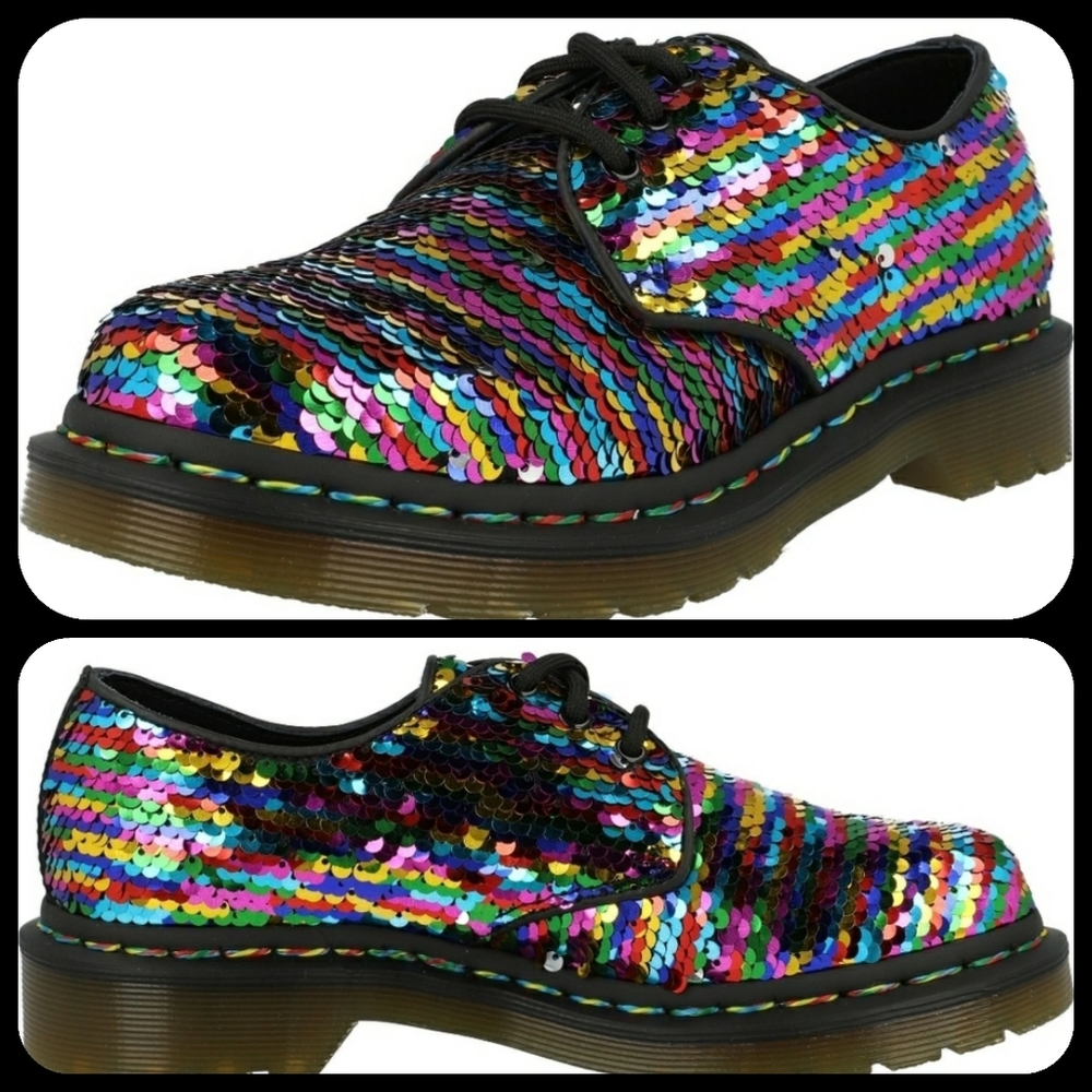 ποΈ Dr Martens 1461 Rainbow Sequins Oxford shoes 7 - Picture 13 of 16